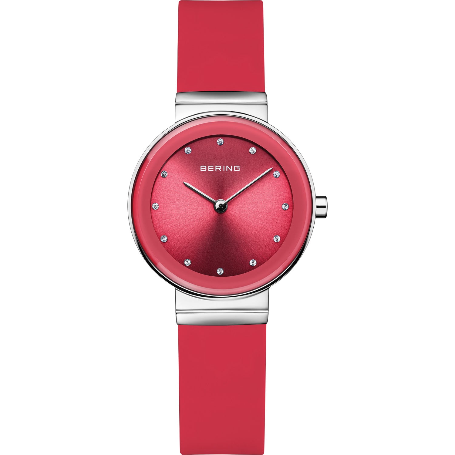 Montre femme Bering en silicone rouge