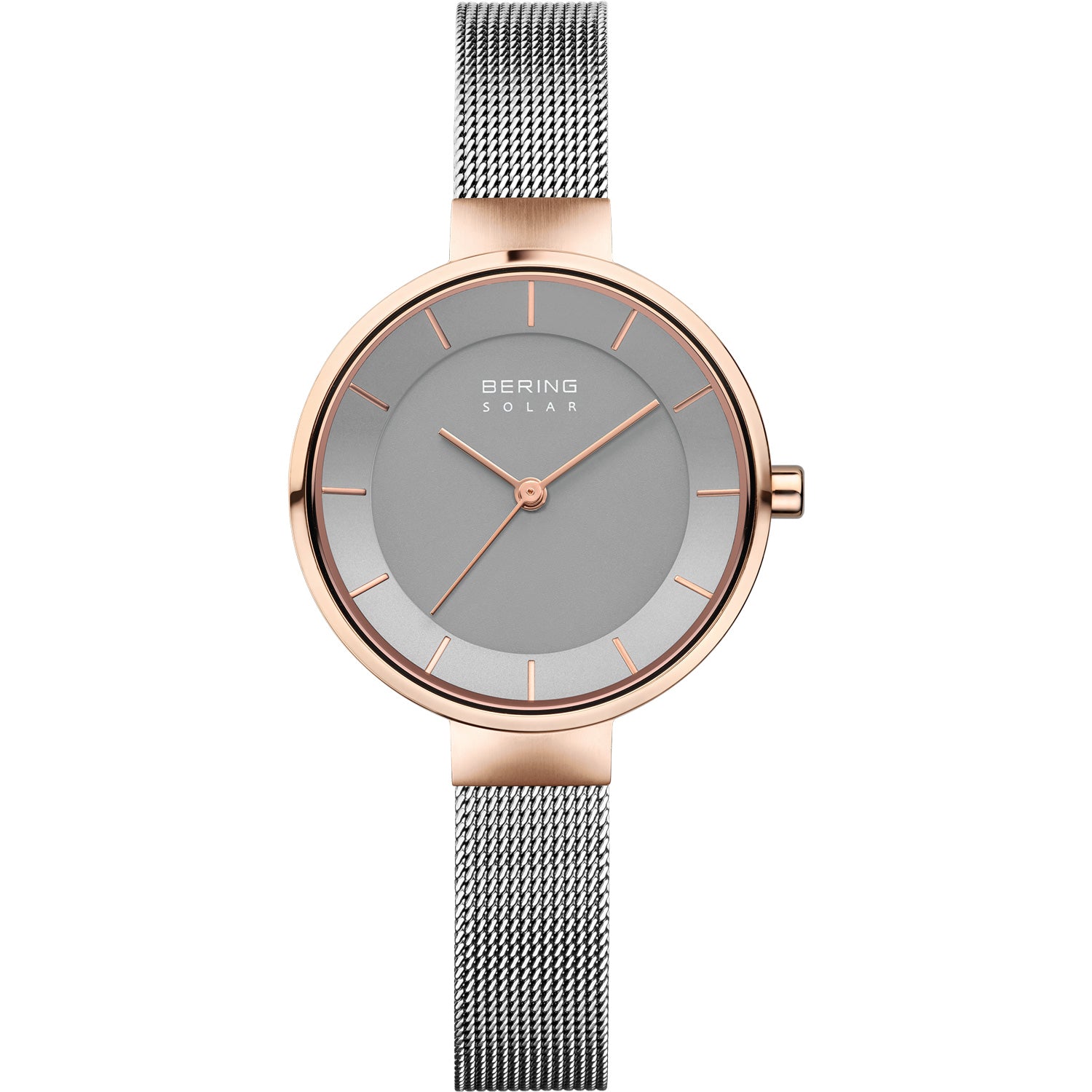 Montre solaire Bering pour femme en or rose/vert