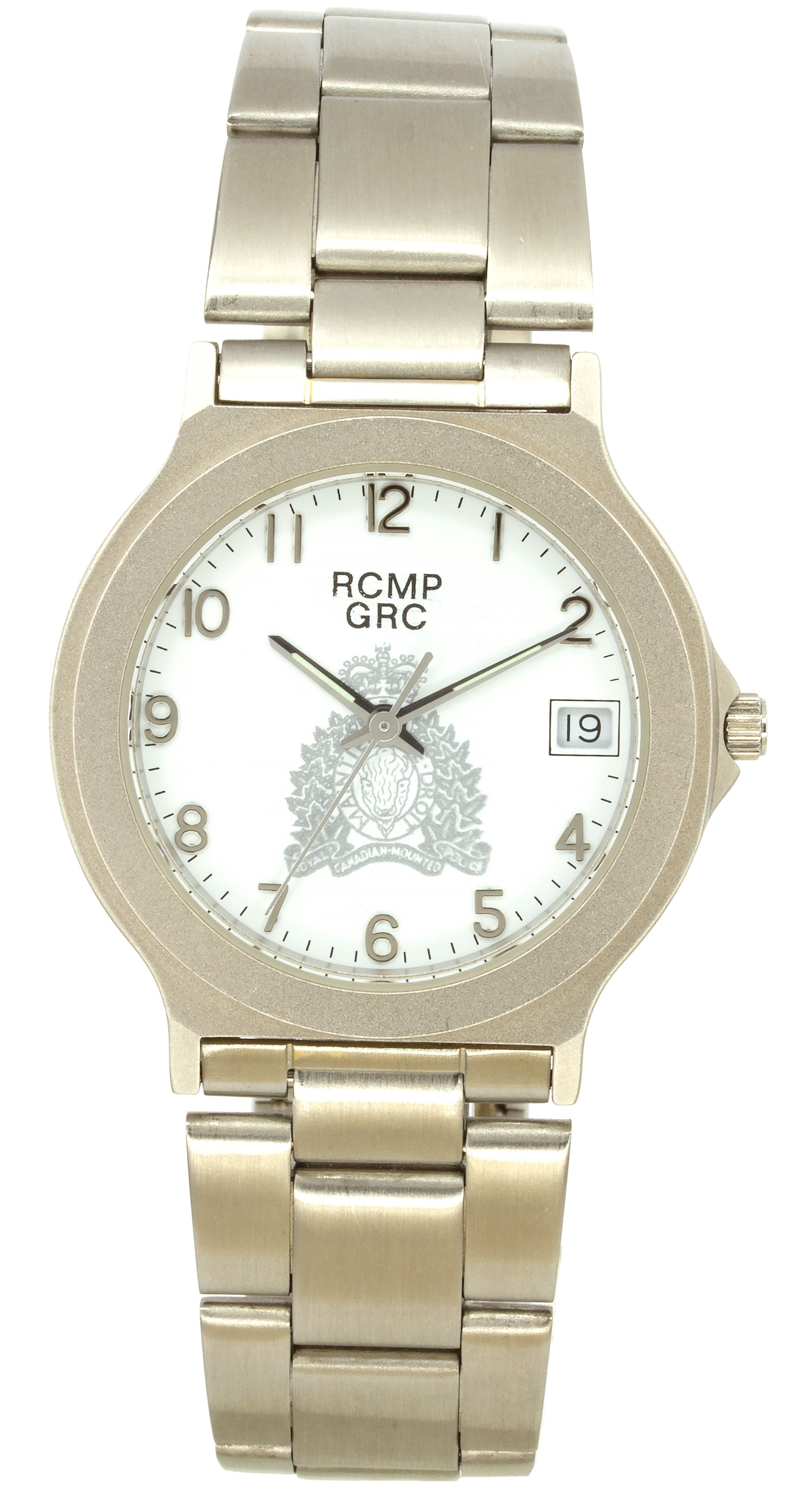 Montre GRC pour homme ton argent cadran blanc croissant argenté