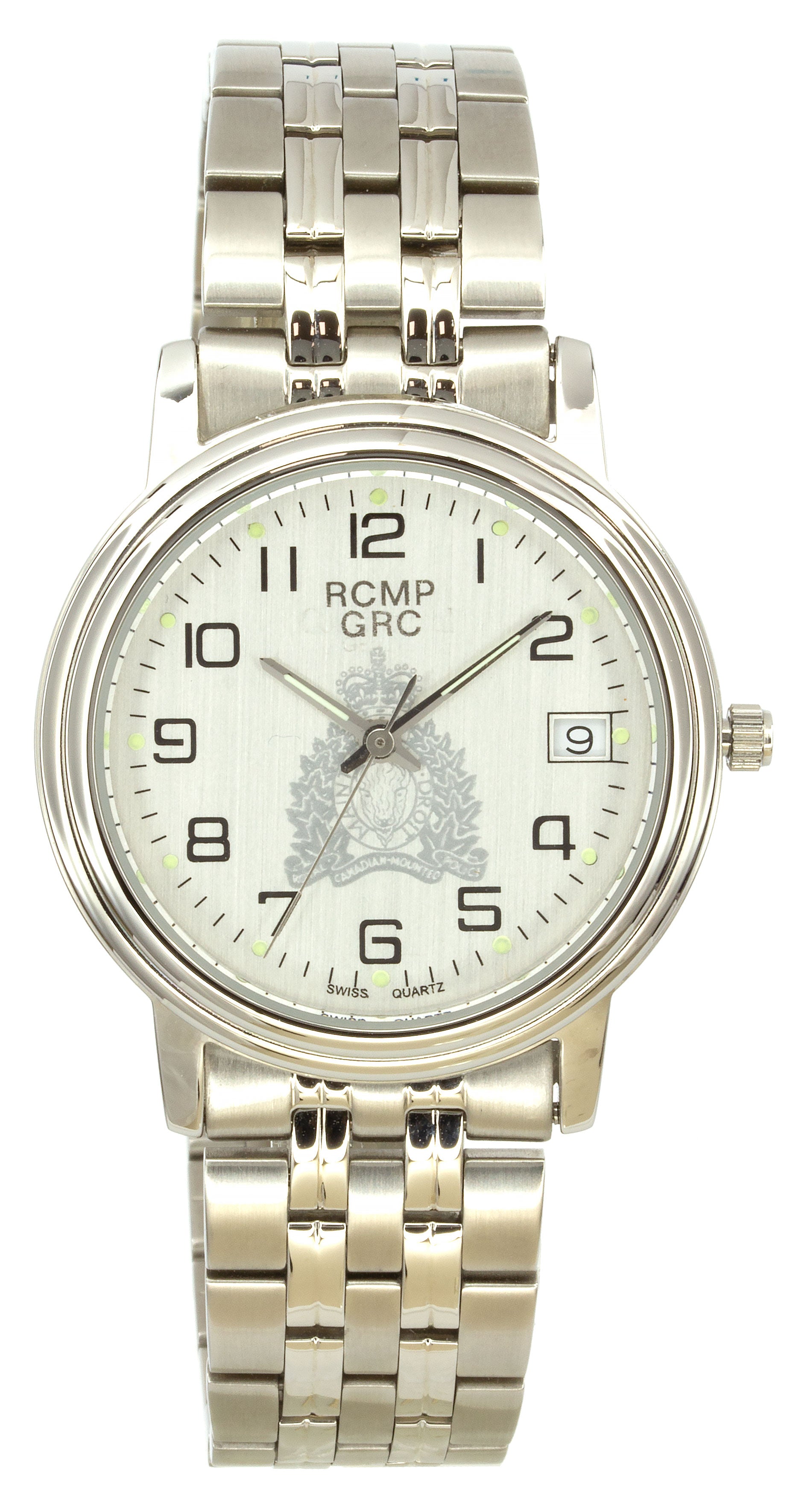 Montre Homme GRC Cadran Blanc Ton Argent Croissant Argent