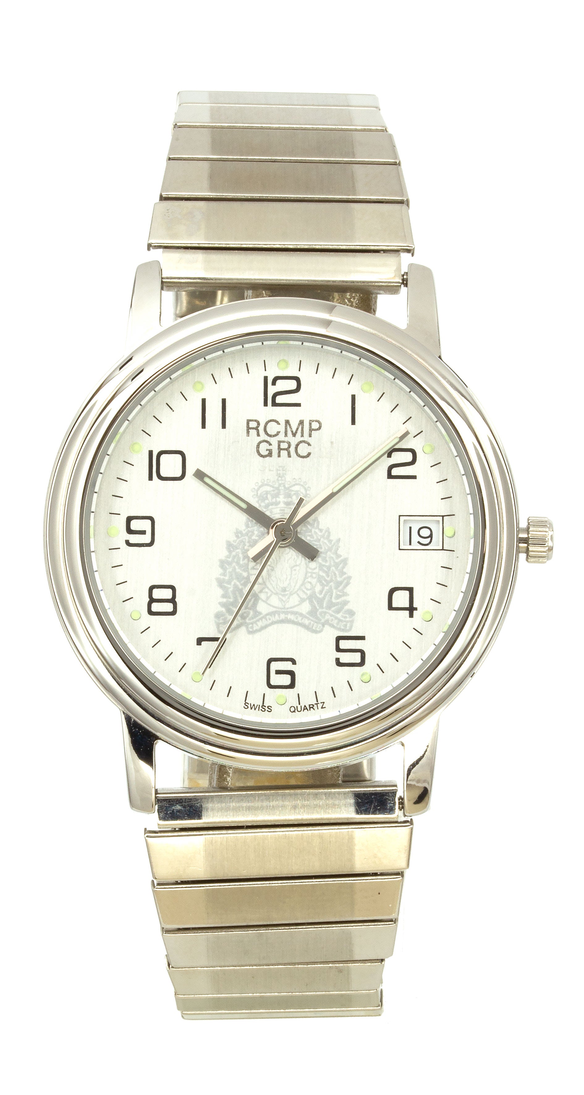 Montre homme GRC ton argent cadran blanc croissant argent
