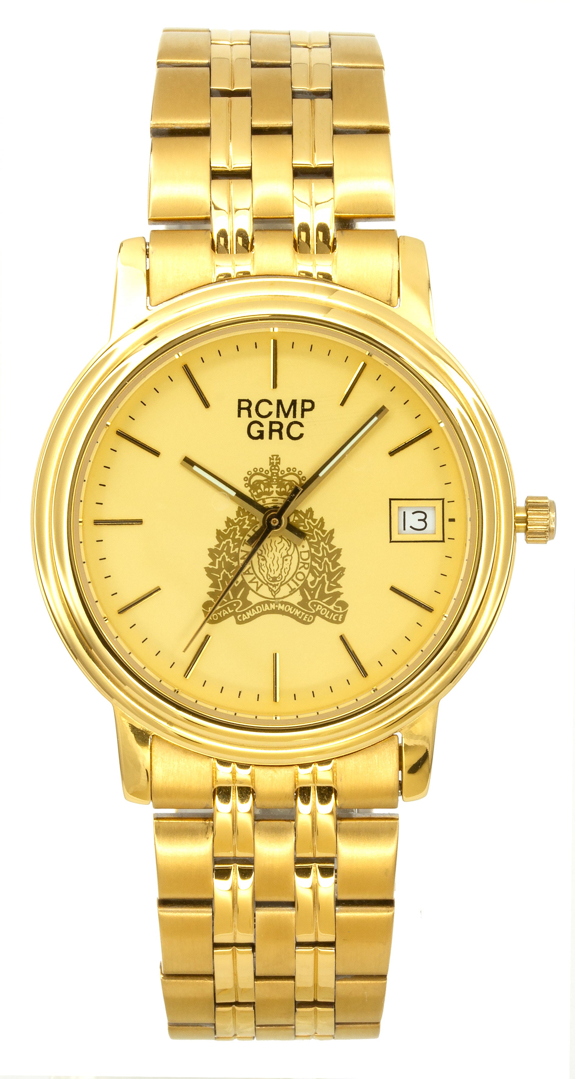 Montre gousset dorée pour homme de la GRC avec cadran doré et croissant doré