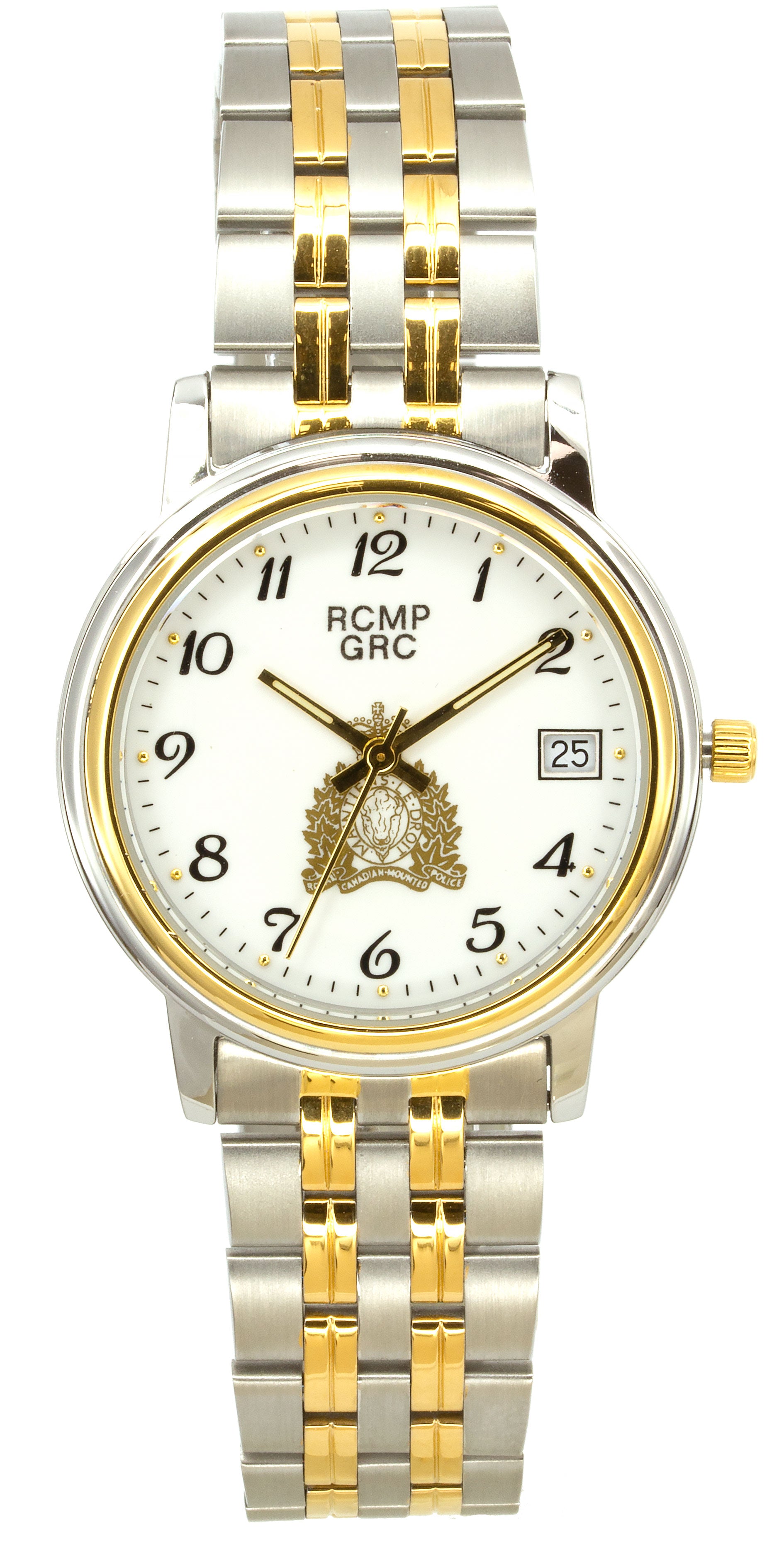 Montre Homme Gendarmerie royale du Canada Bicolore Or/Argent Cadran Blanc Croissant Doré