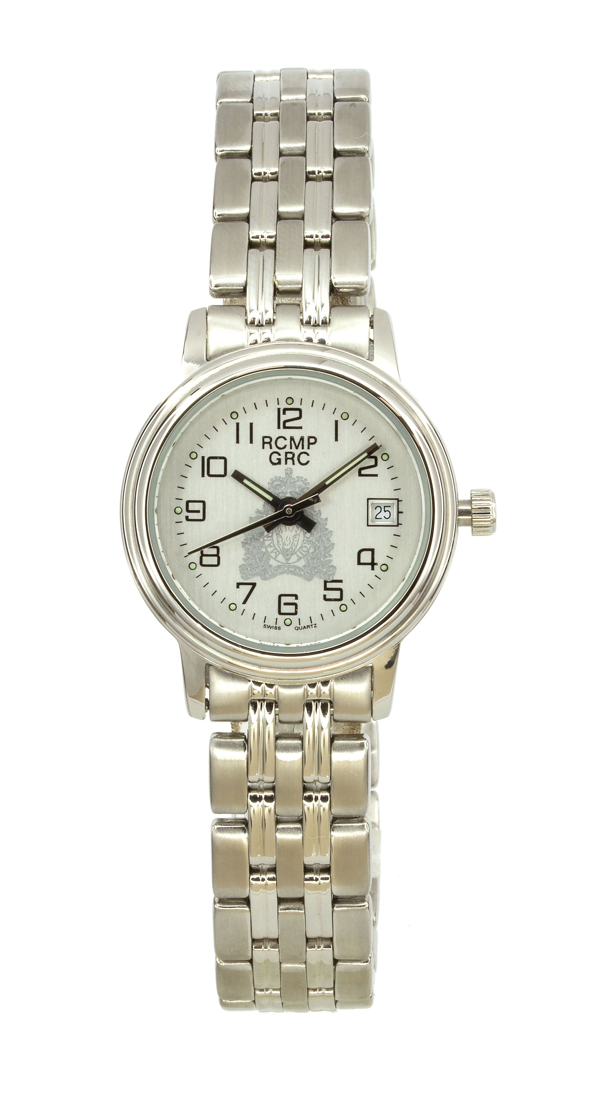 Montre gousset argentée pour femme GRC, cadran blanc, croissant argenté