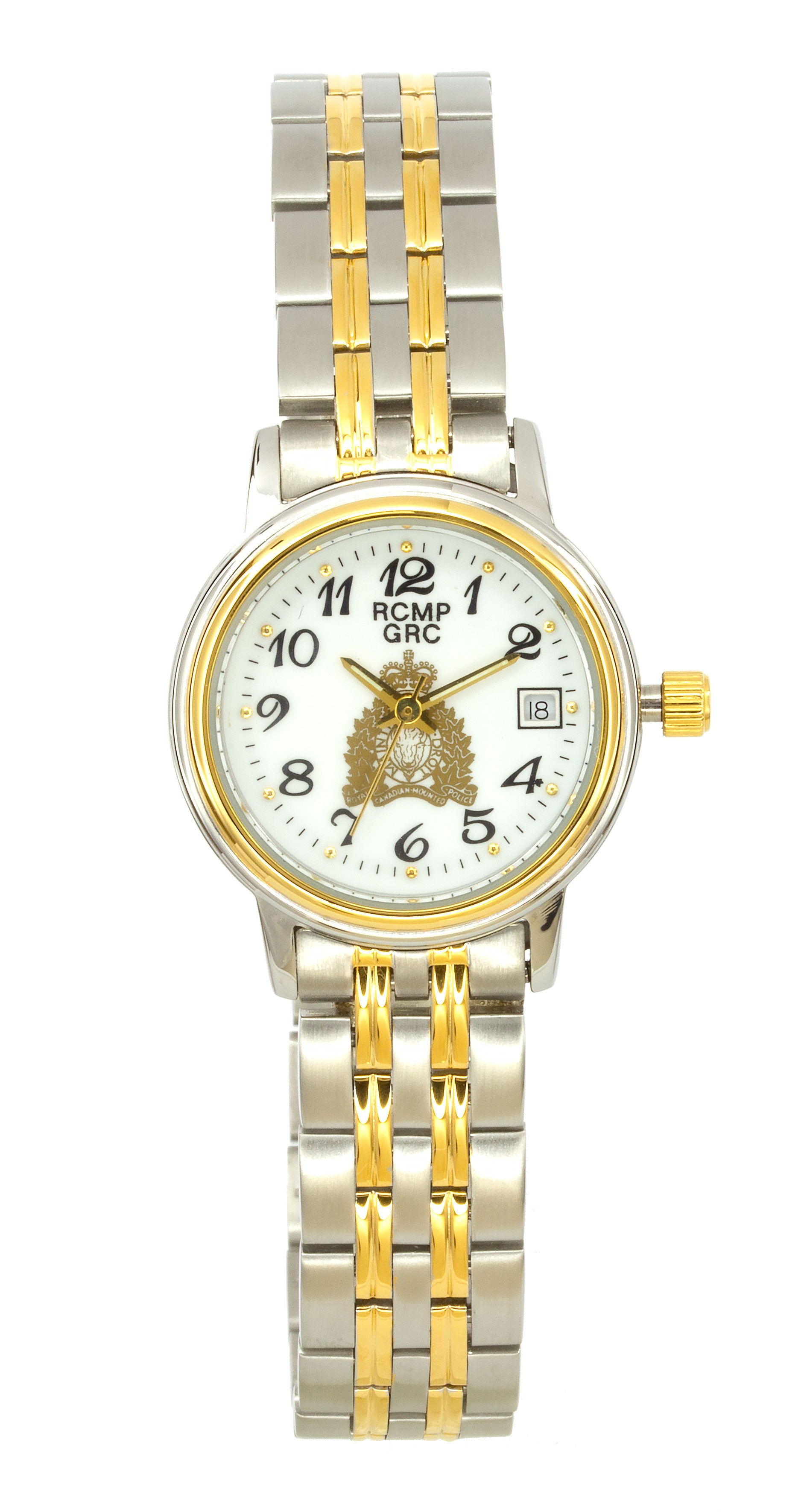 Montre gousset GRC, bicolore or/argent, cadran blanc, croissant doré
