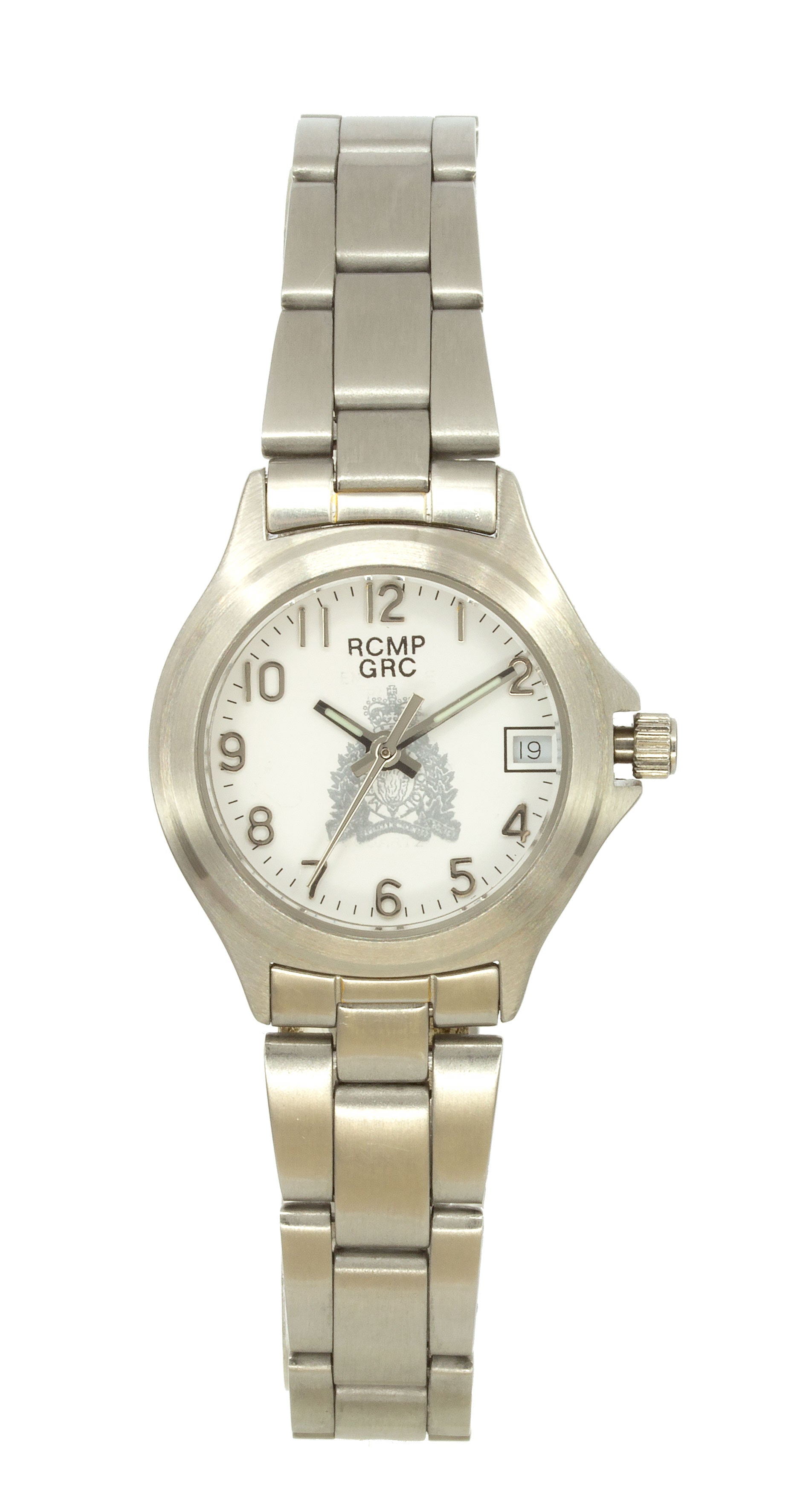Montre RCMR pour femmes ton argent, cadran blanc, croissant argenté