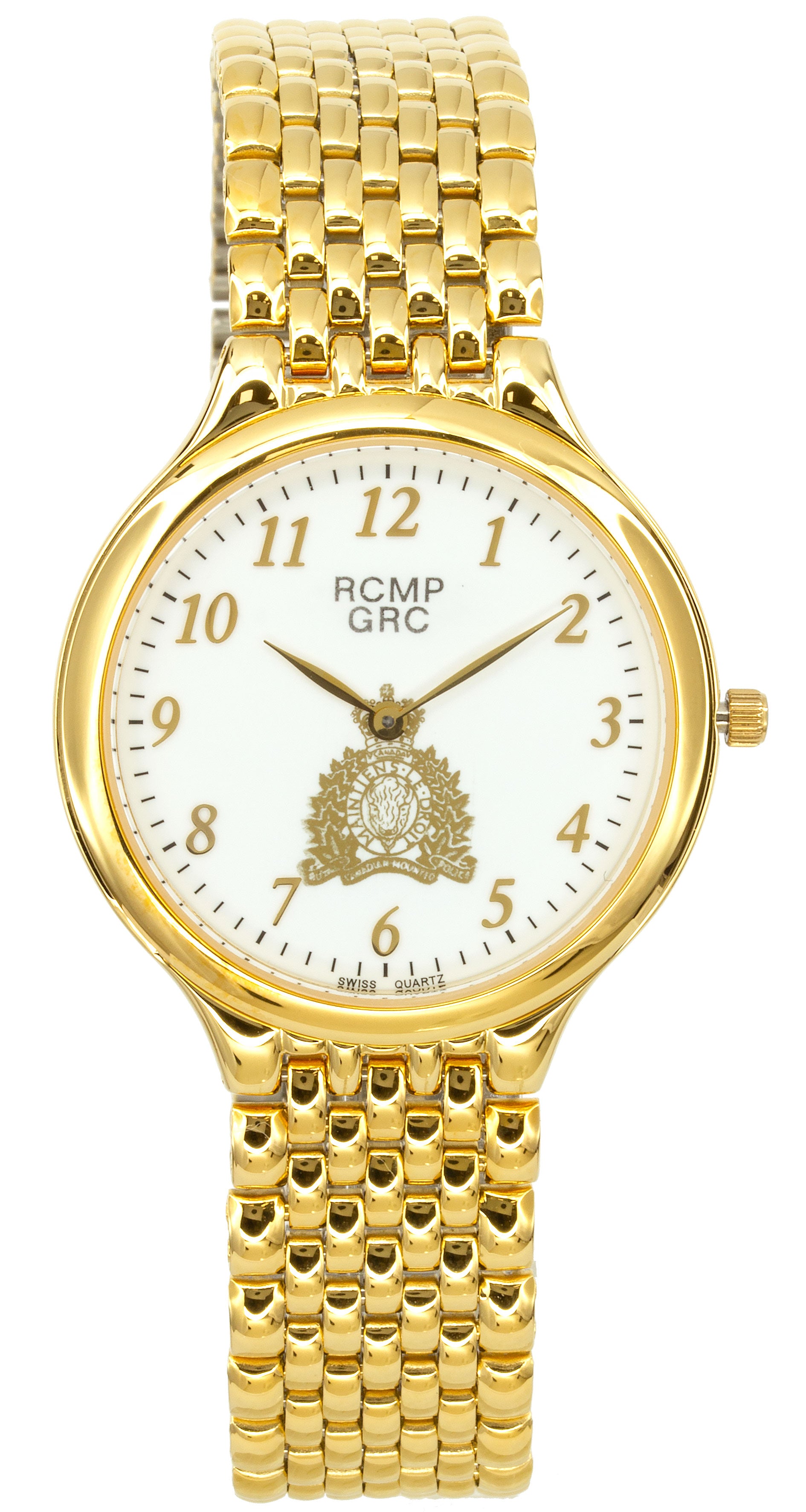 Montre unisexe dorée GRC cadran blanc croissant doré