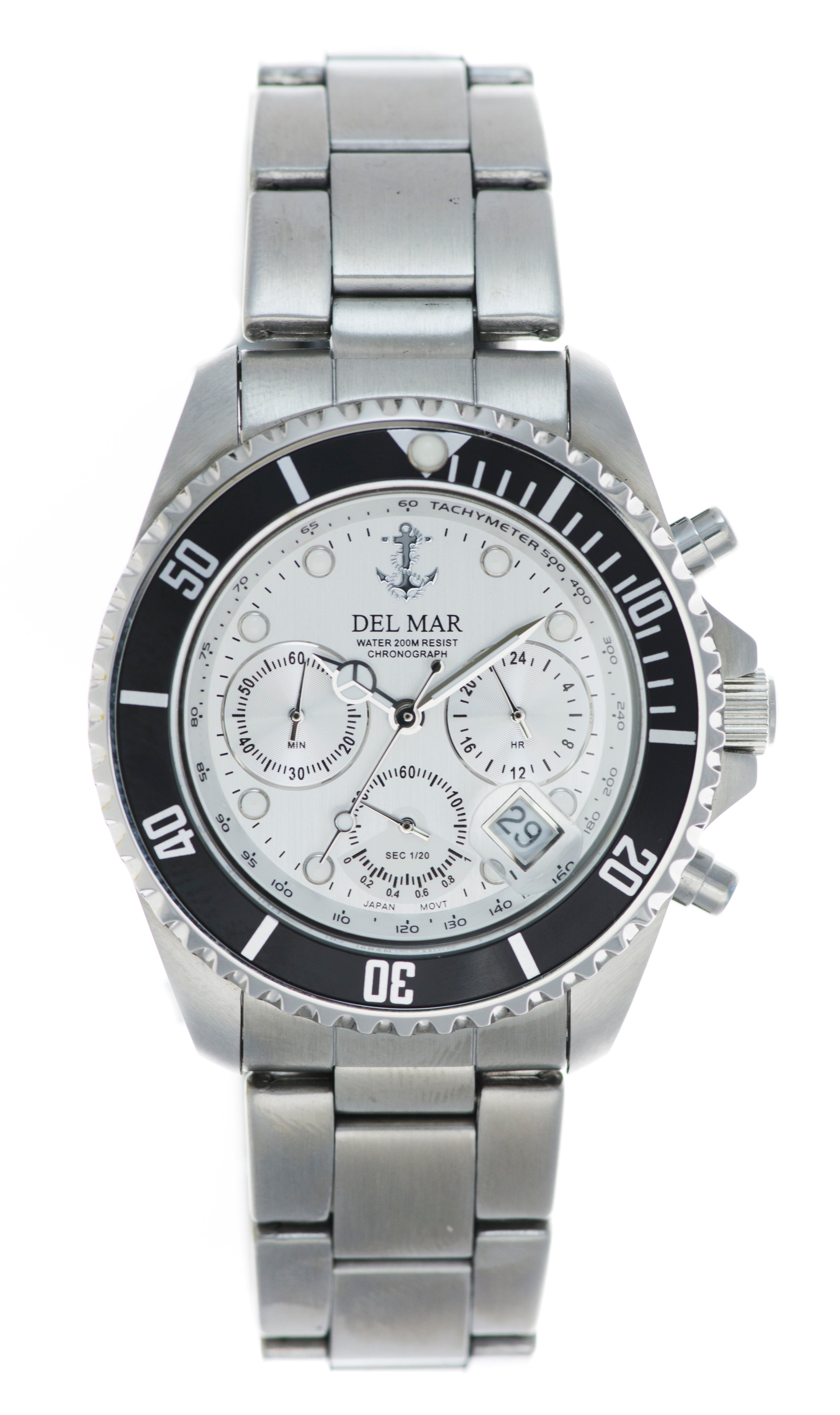 Del Mar 50208 Unisex Silver/Black Watch