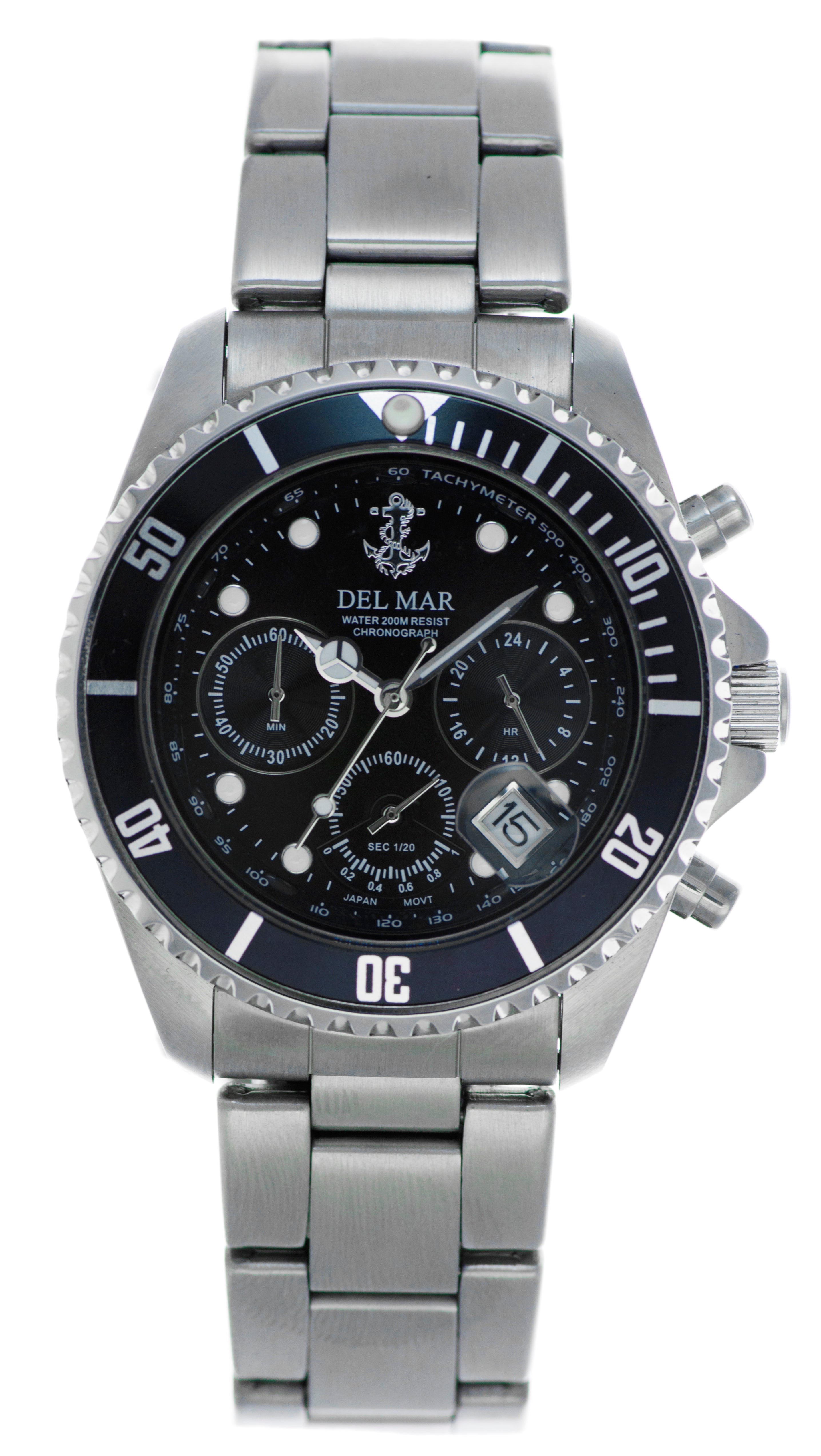Del Mar 50209 Unisex Silver/Black Watch