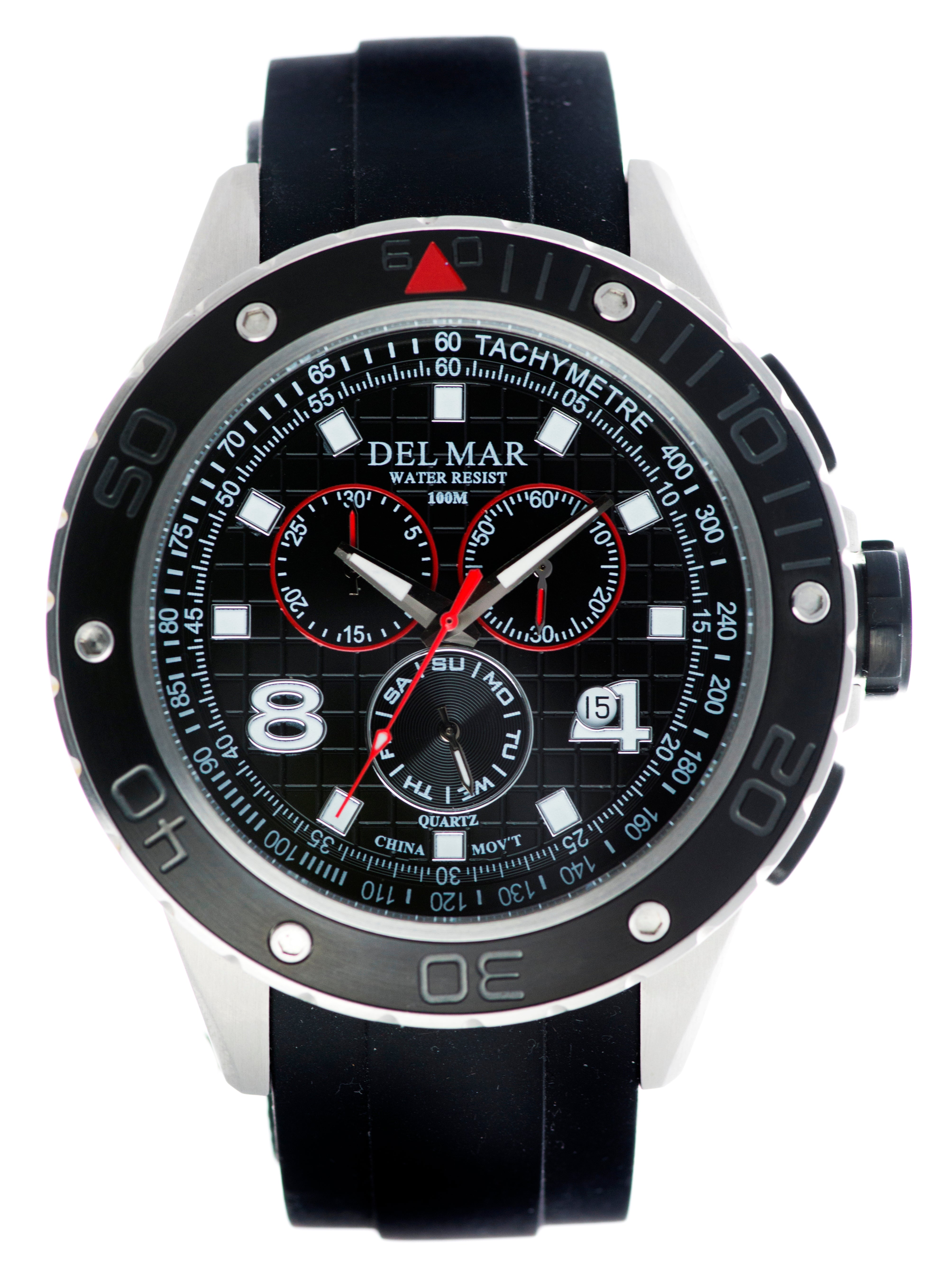 Montre Del Mar 50217 pour Homme, Argent/Noir