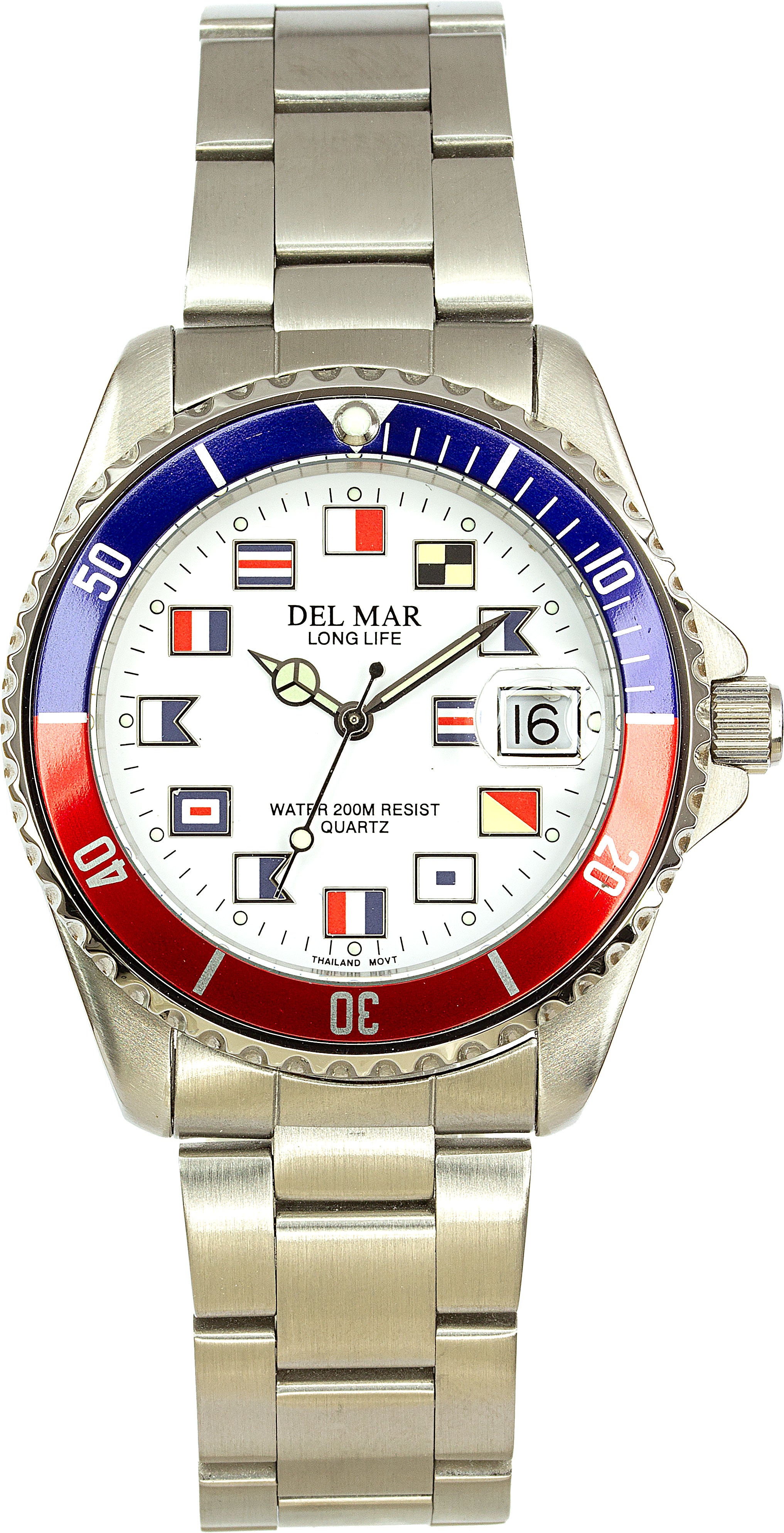 Del Mar 50257 Men'S Silver/Red Watch