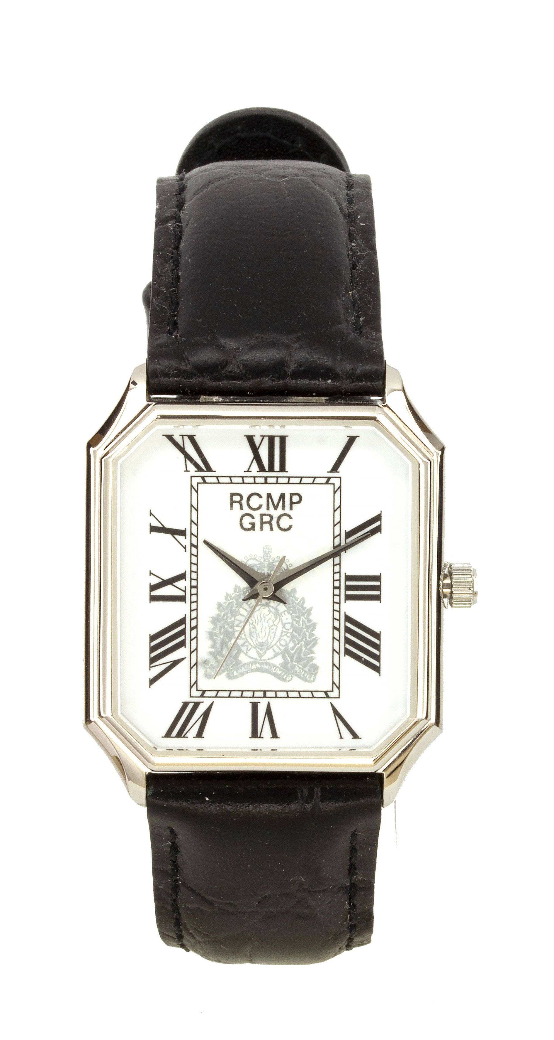 Montre gousset GRC, ton argenté, cadran blanc, croissant argenté