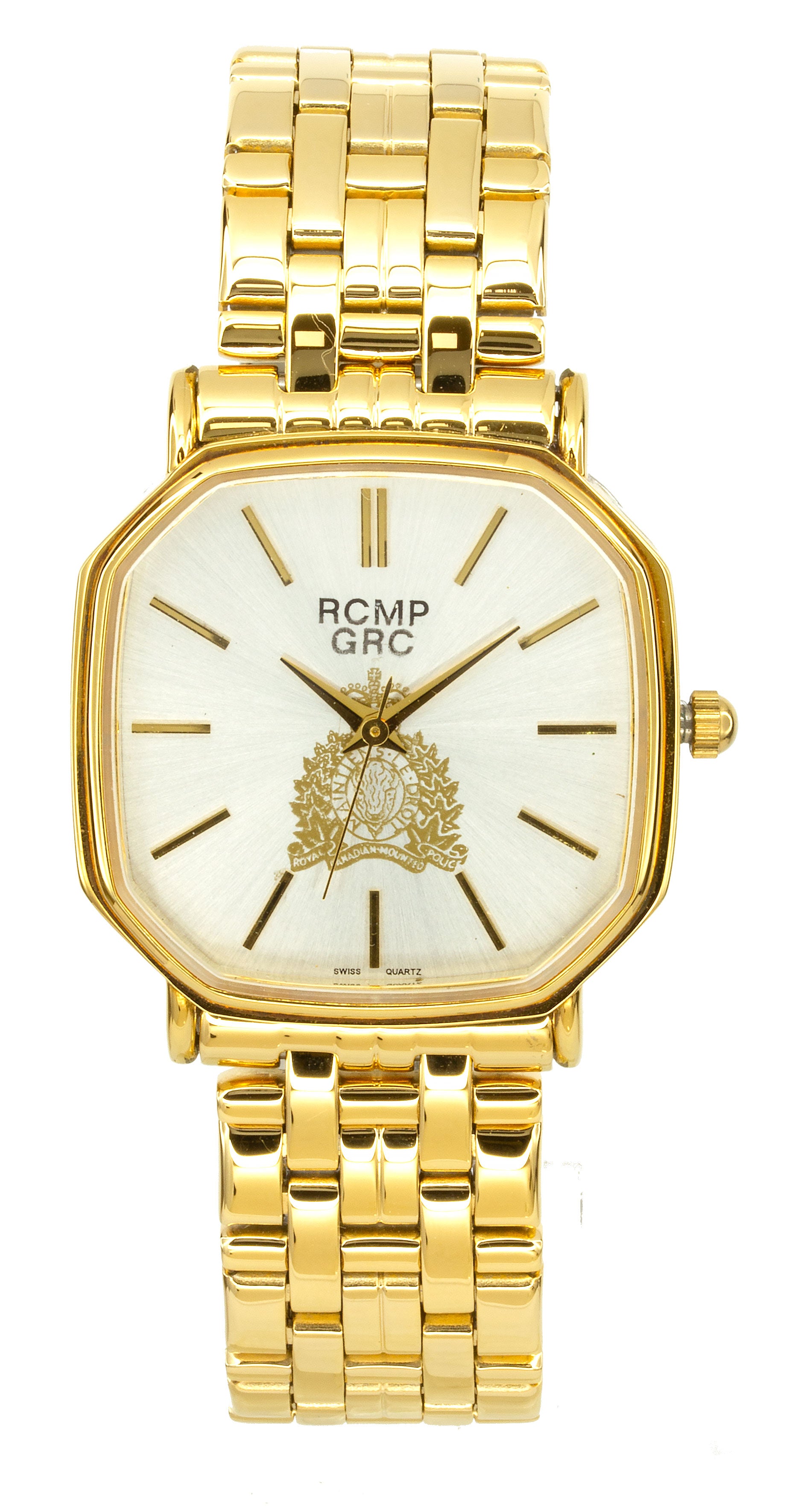 Montre gousset GRC ton or, cadran blanc, croissant de lune doré