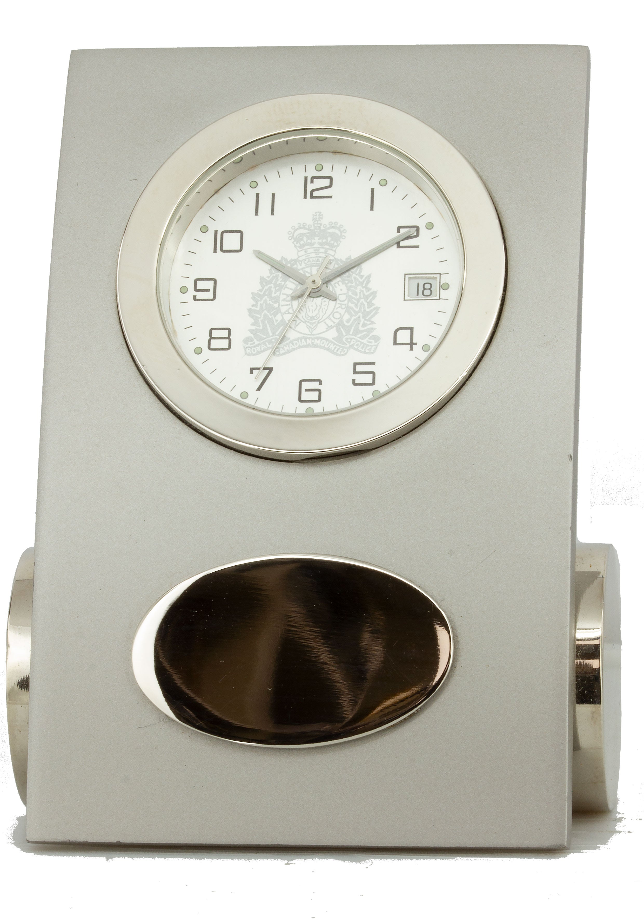 Horloge gousset argentée GRC cadran blanc croissant argenté