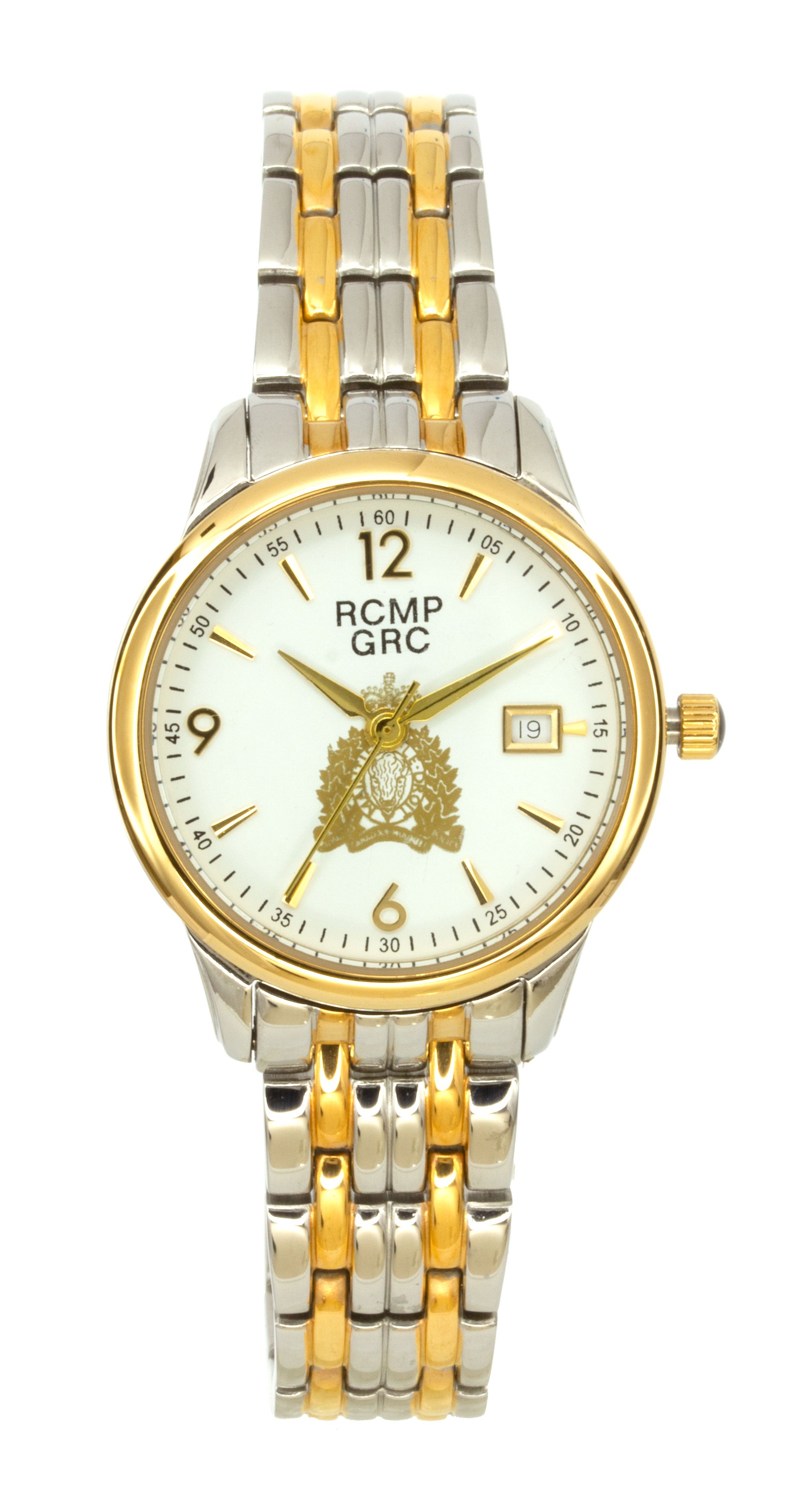 Montre pour femme GRC ton or/argent cadran blanc croissant doré