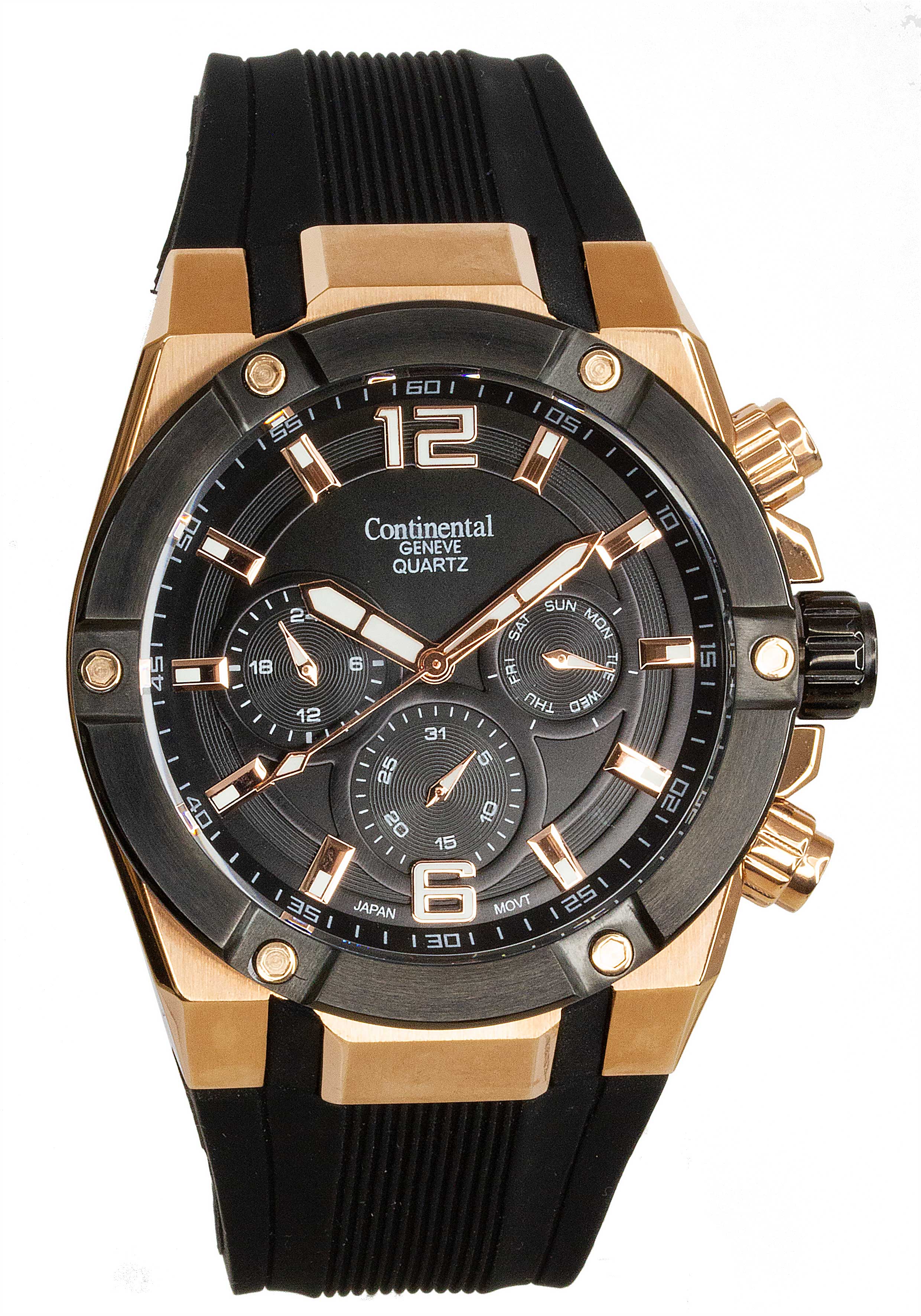 Montre Continental Geneve 9211-233 pour Homme, Or Rose, Lunette Noire