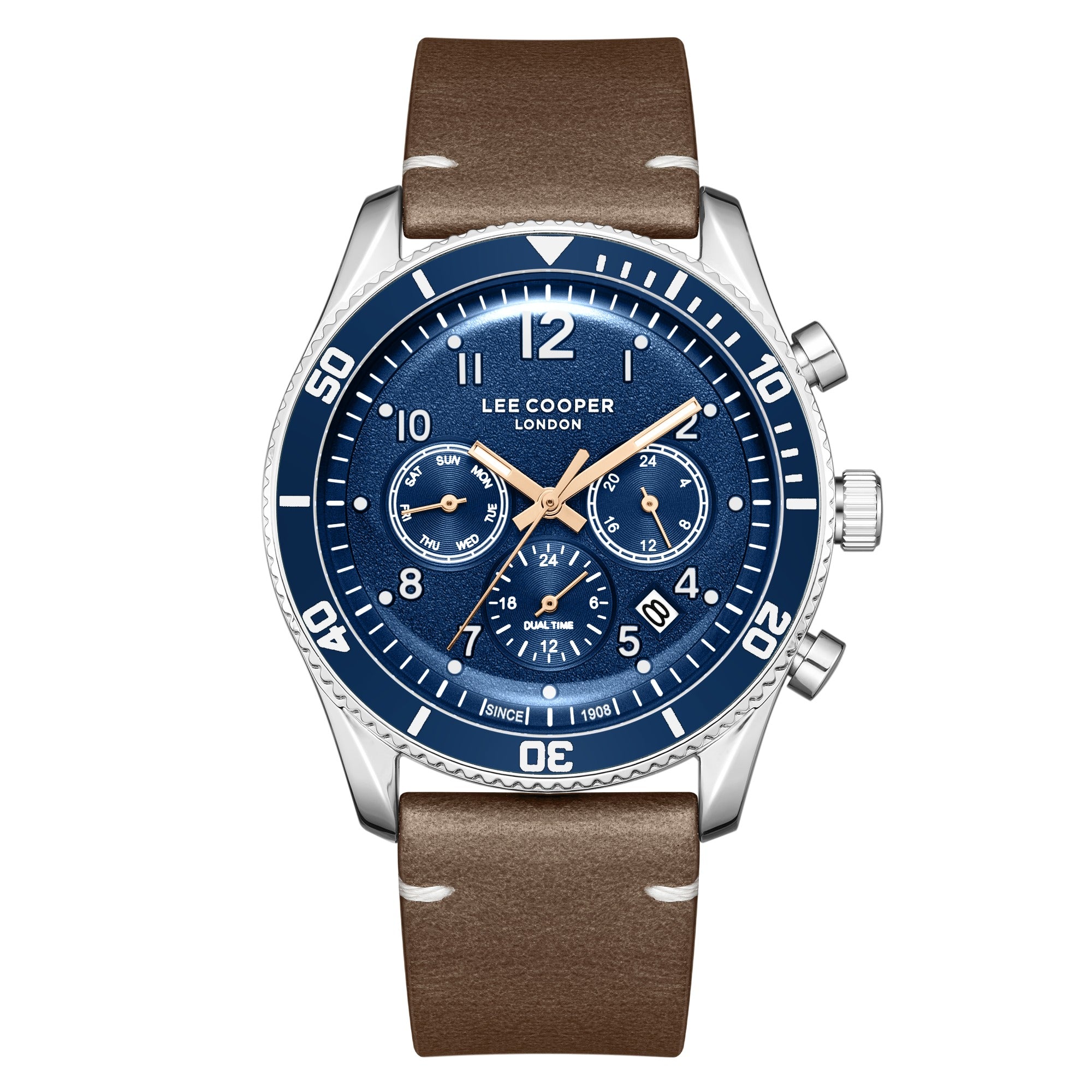 Montre Chrono Homme Lee Cooper Cadran Bleu Brn
