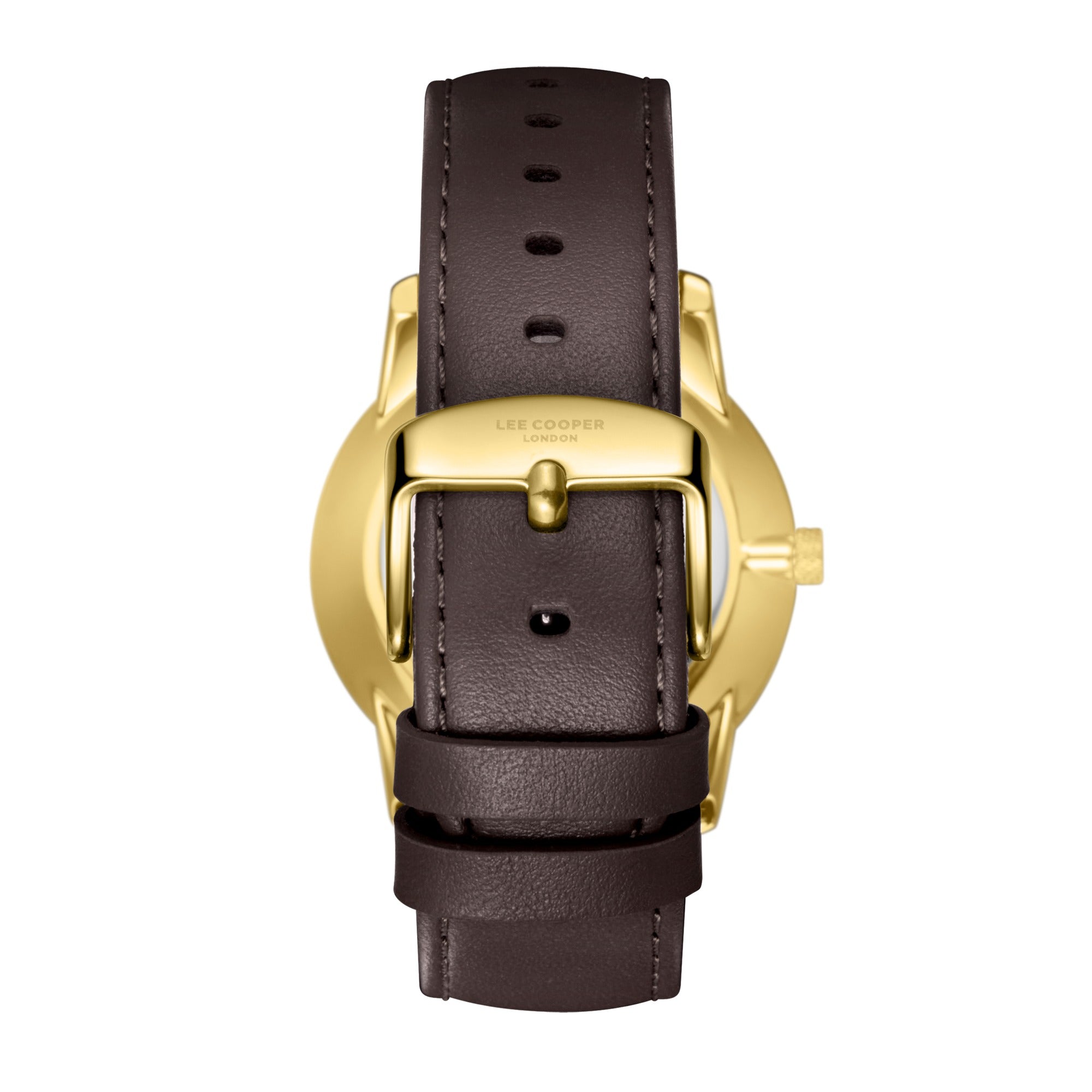 Montre homme Lee Cooper Dorée avec bracelet marron