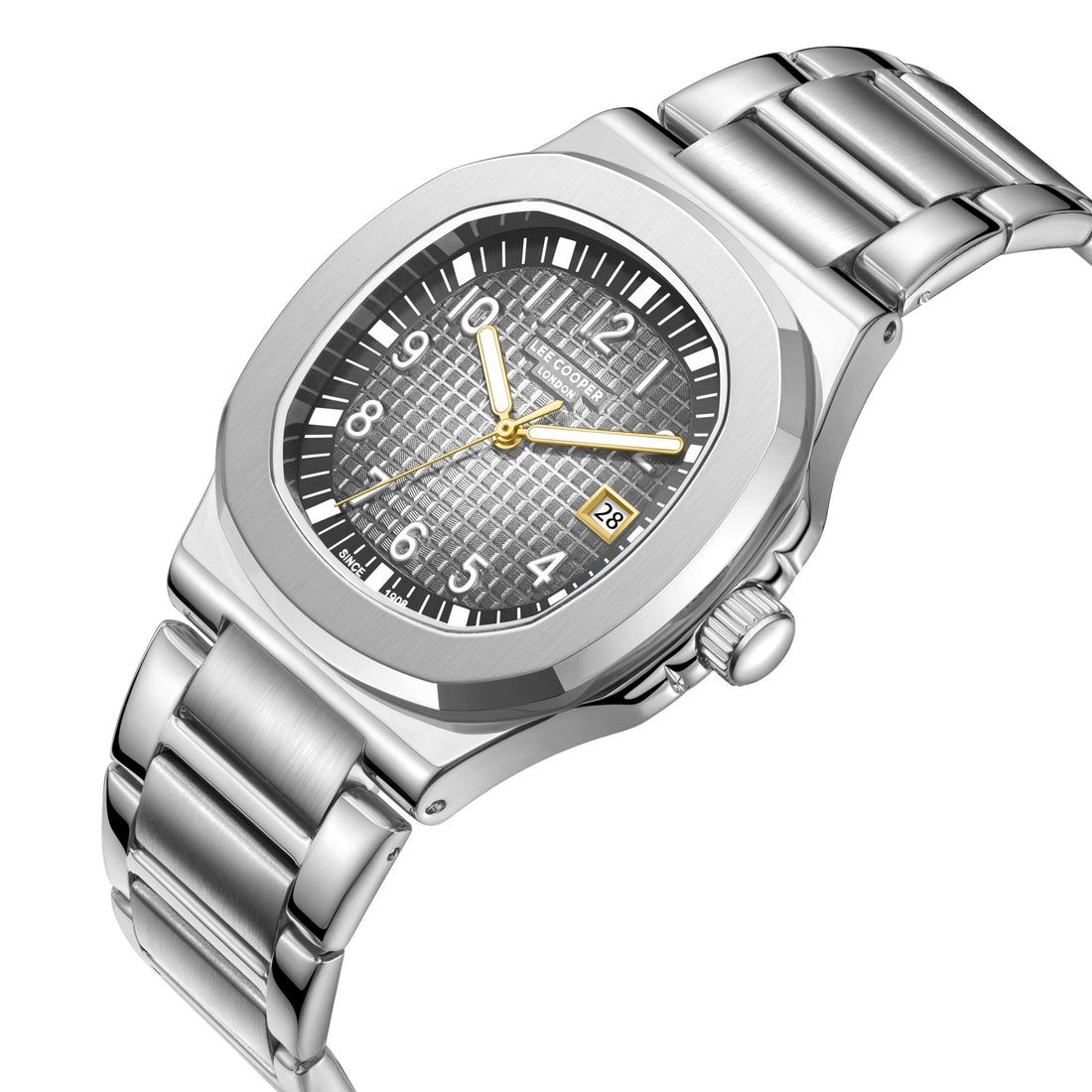 Montre homme Lee Cooper à boîtier carré doré