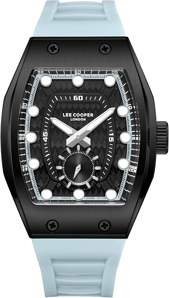 Montre homme ovale Lee Cooper, bracelet bleu clair
