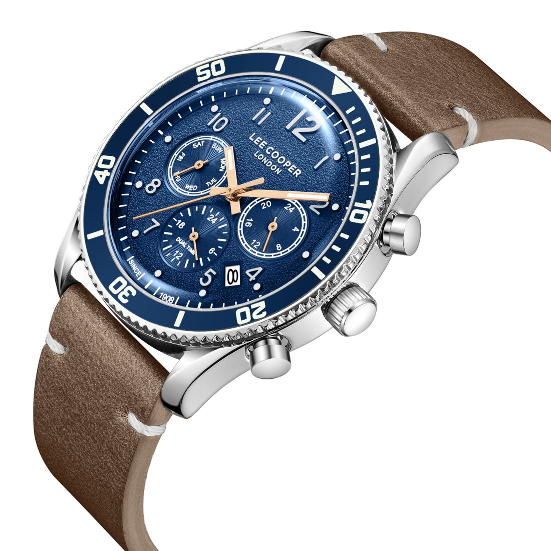 Montre Chrono Homme Lee Cooper Cadran Bleu Brn