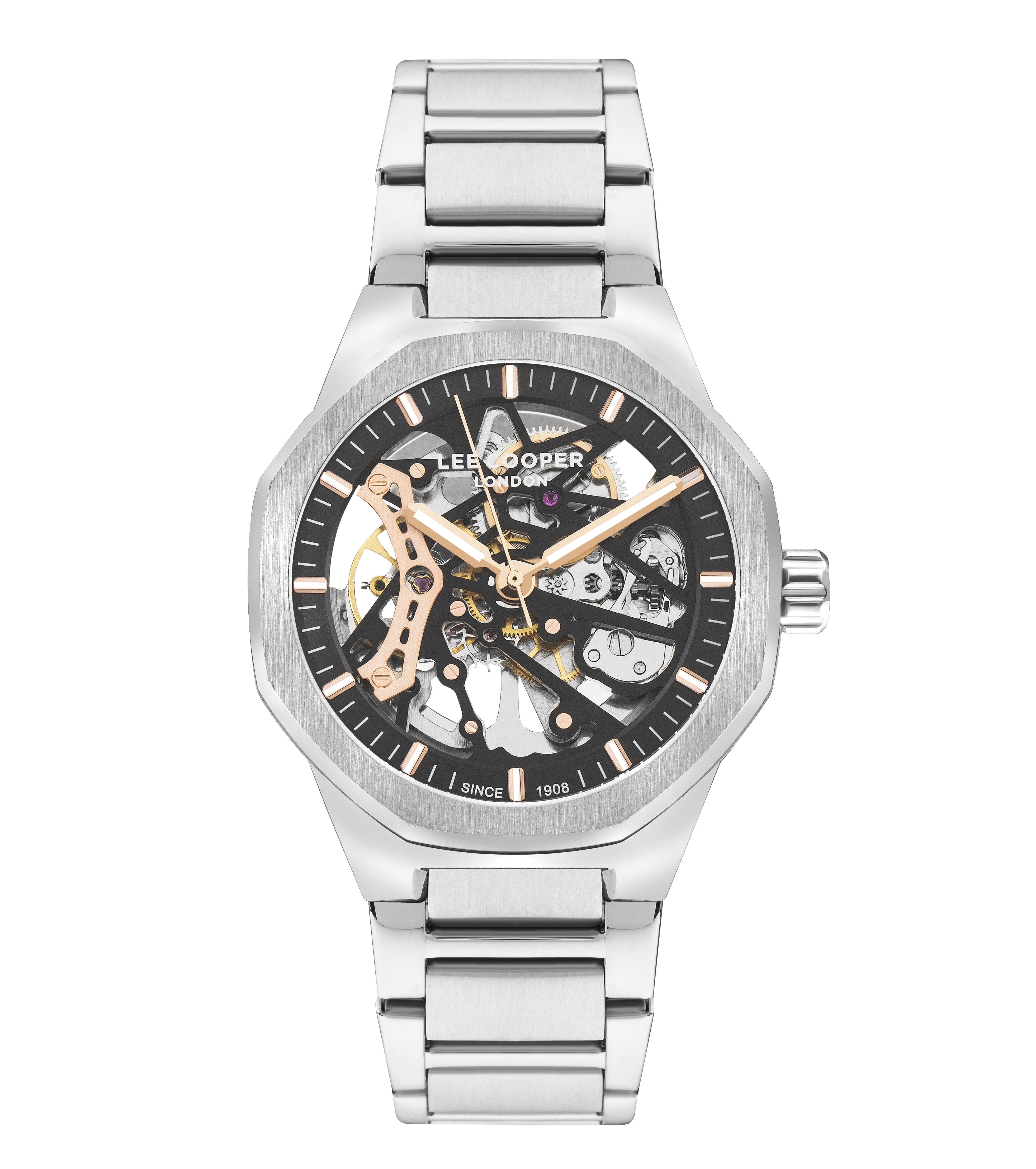 Montre automatique Lee Cooper Skeleton en argent