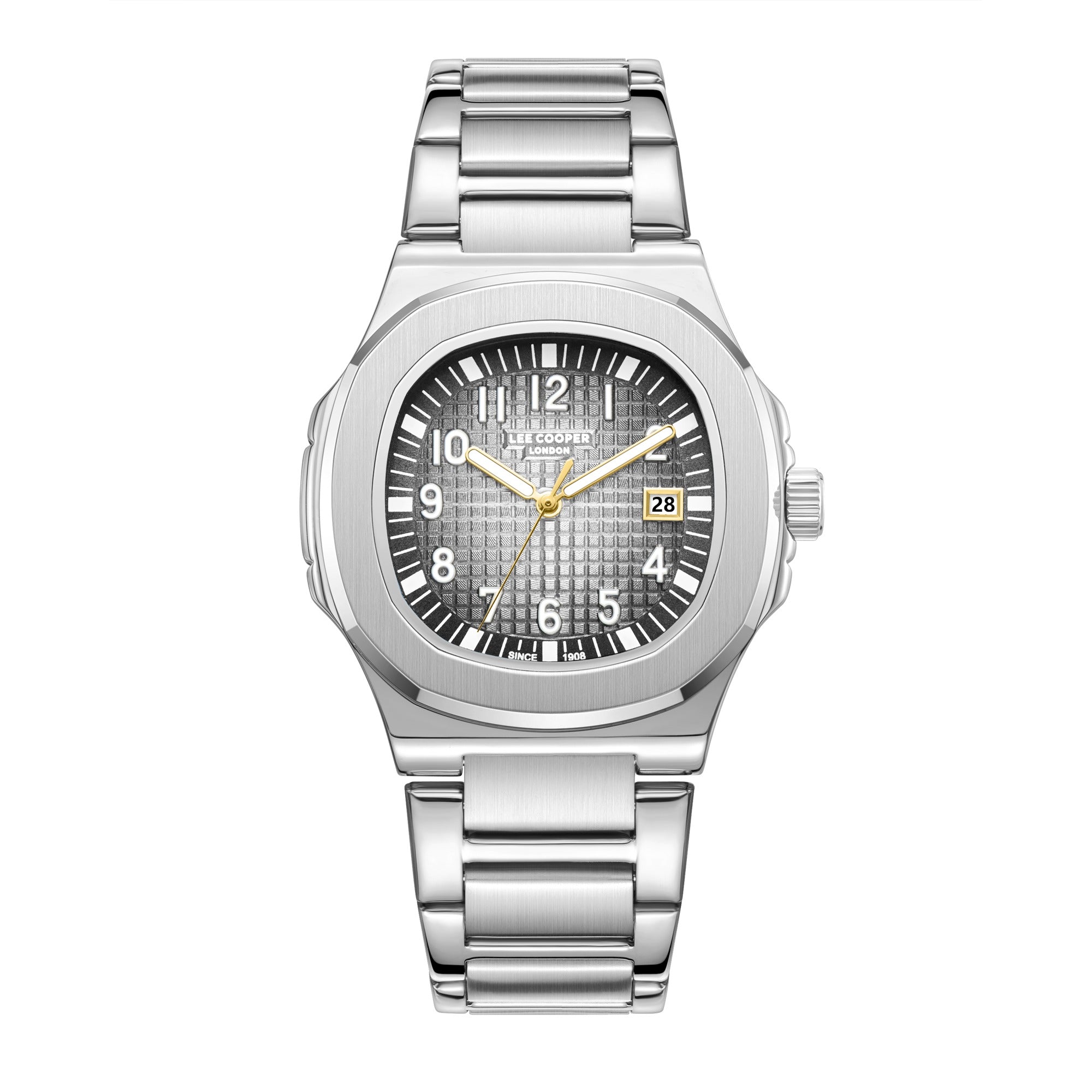 Montre homme Lee Cooper à boîtier carré doré