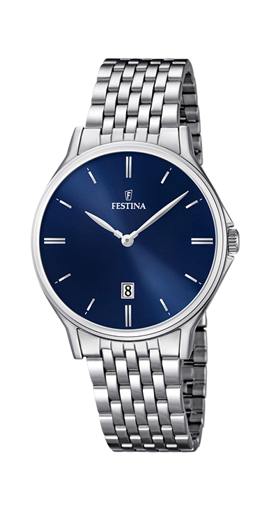 Montre Festina Classics F16744/3, bracelet en acier bleu, homme