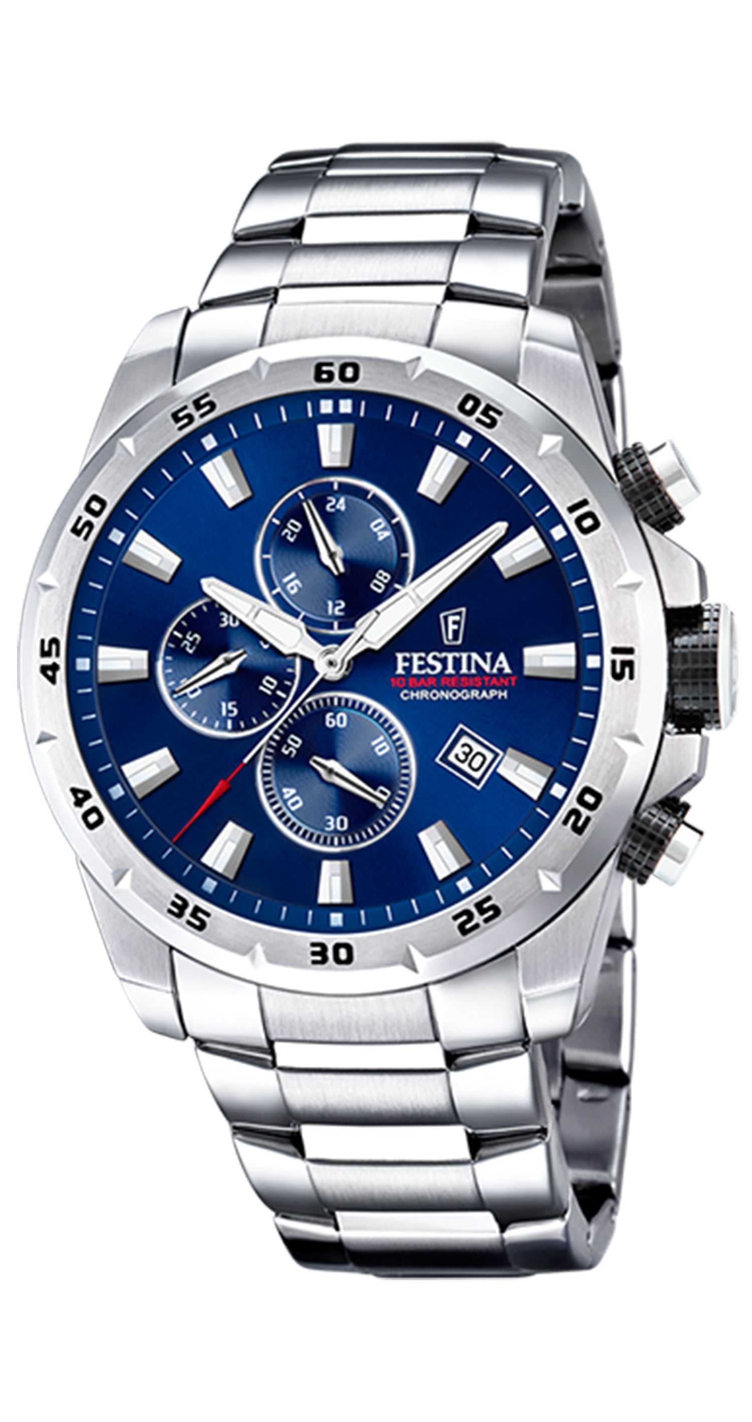 Montre Festina Timeless Chronograph F20463/2, Bracelet en Acier Bleu, Homme