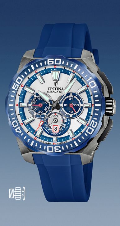 Montre de plongée Festina pour homme, bracelet en silicone bleu