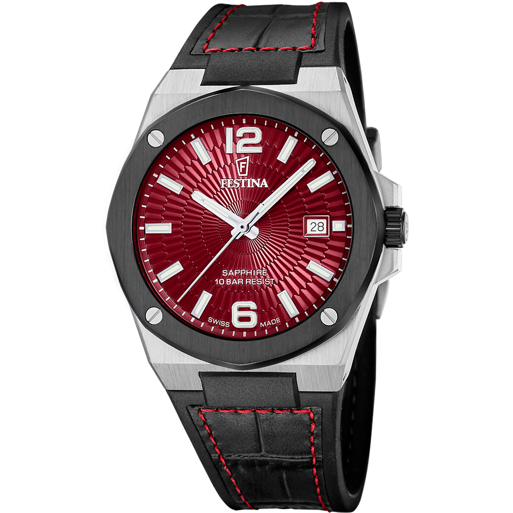 Montre suisse Festina pour homme à cadran rouge